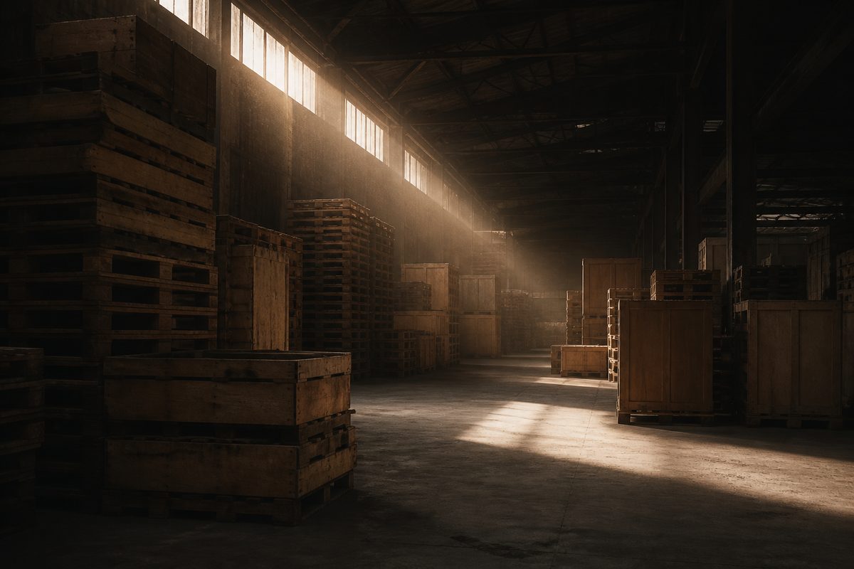 Warehouse interior in afternoon light