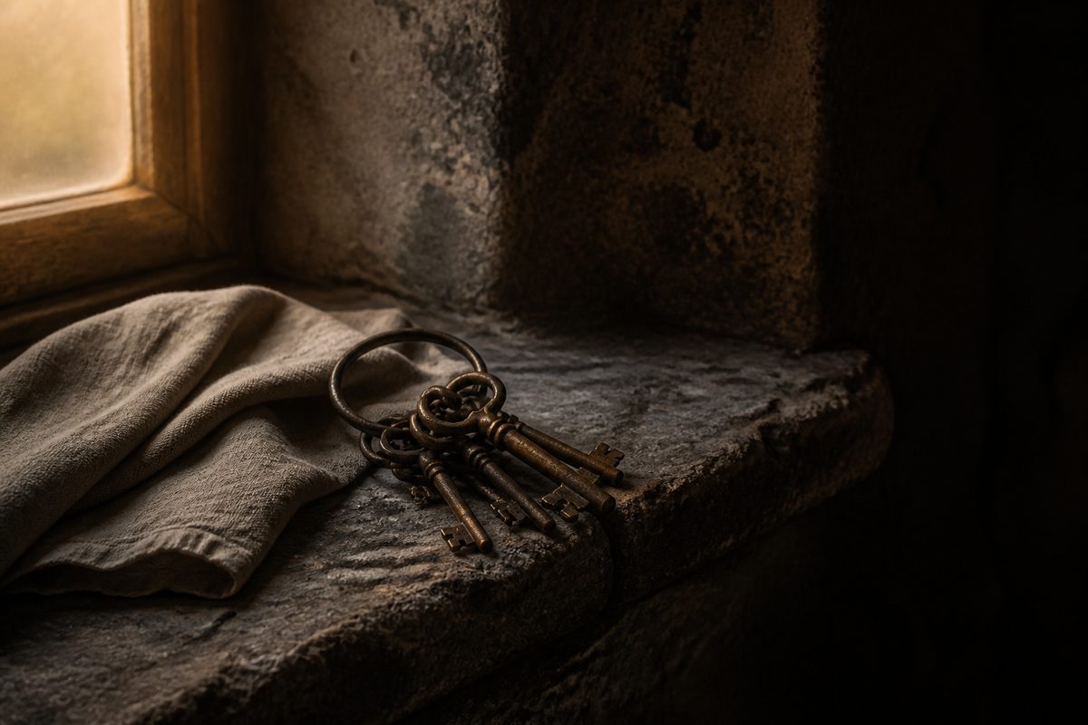 Keys on a stone windowsill